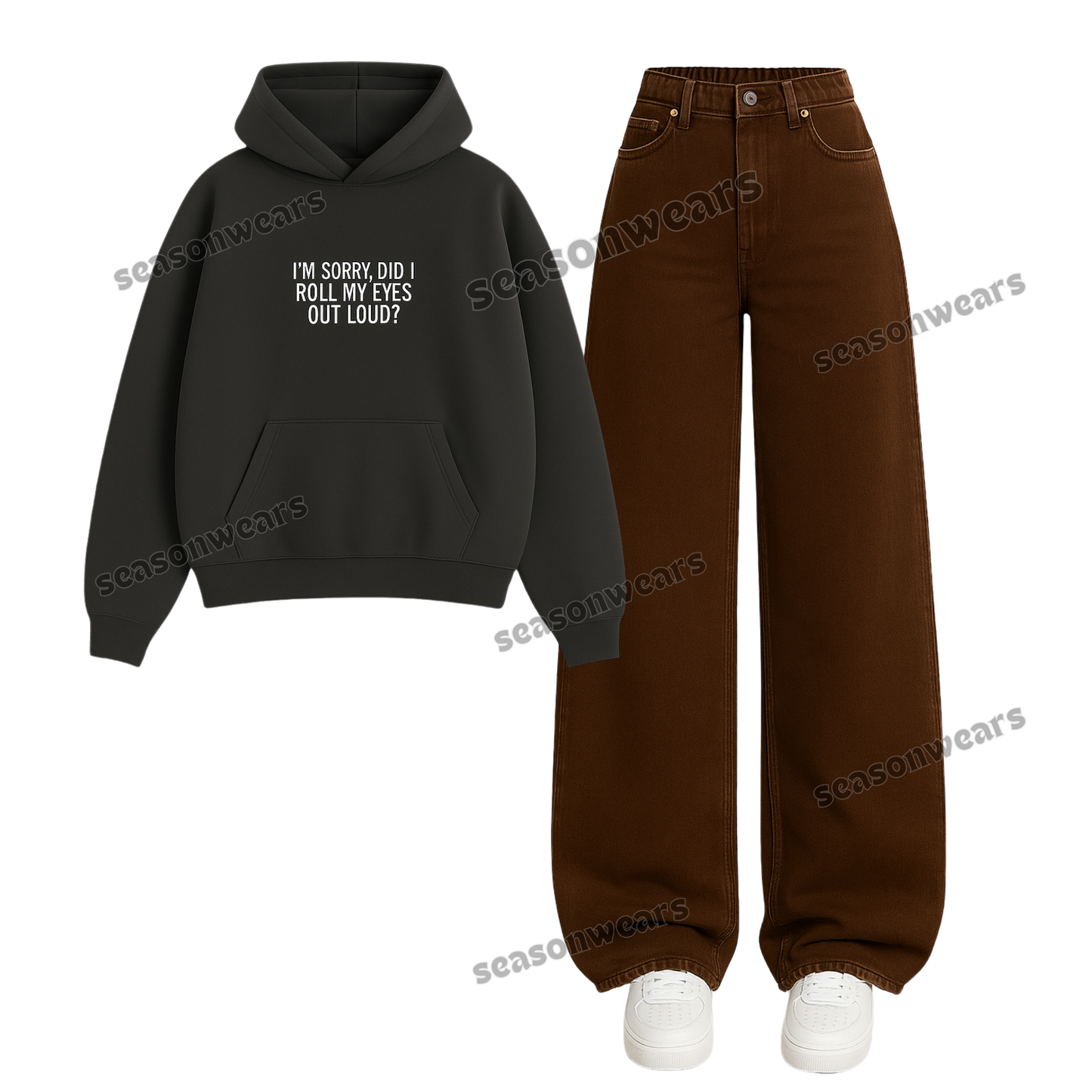 Baggy Jeans With Rolling My Eyes Hoodie