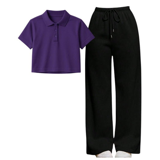 Purple Crop Polo With Black Flapper Fusion