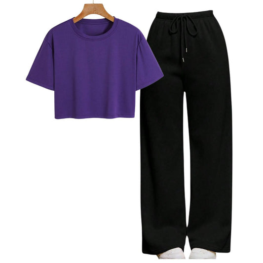 Purple Crop Tee With Black Flapper Fusion