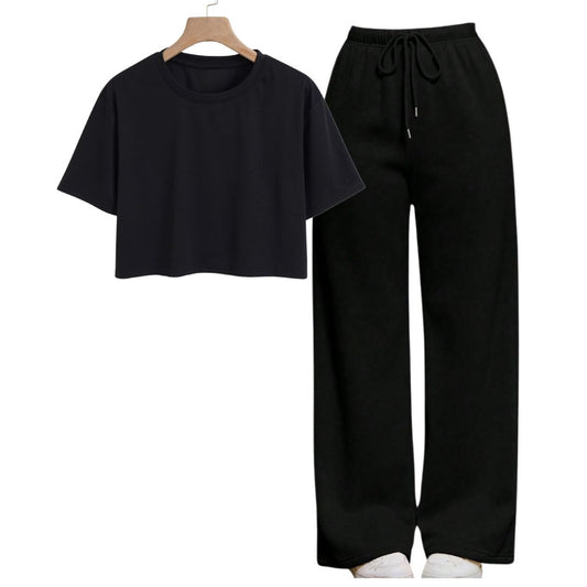 Black Crop Tee With Black Flapper Fusion