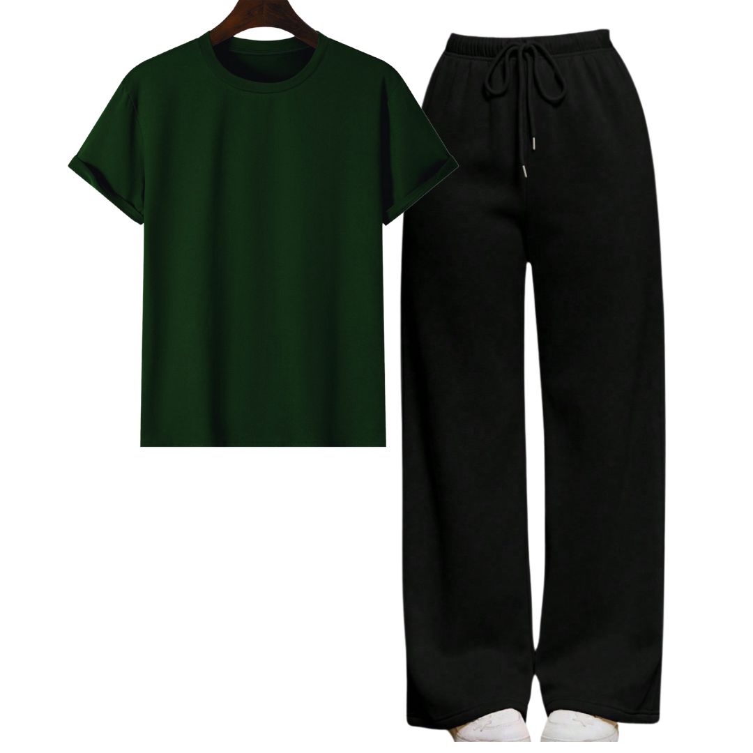 Dark Green Regular Tee  With Black Flapper Fusion