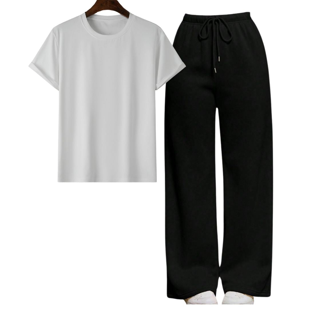 White Regular Tee  With Black Flapper Fusion