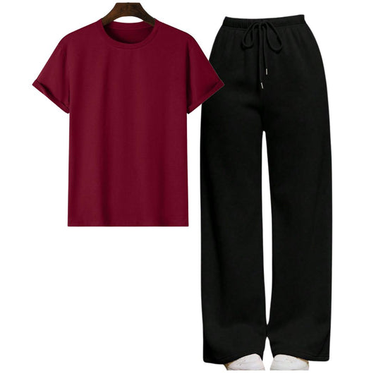 Maroon Regular Tee  With Black Flapper Fusion