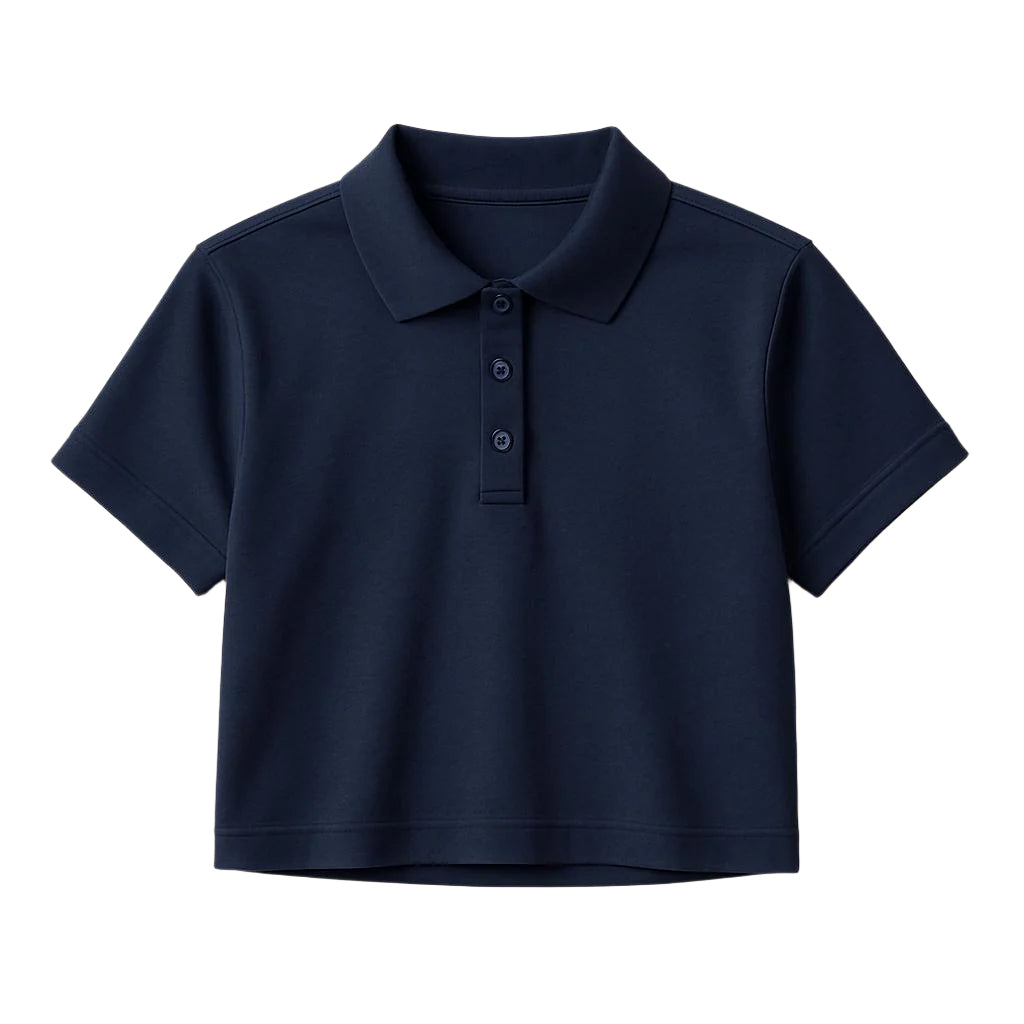 Navy Blue  Crop Polo