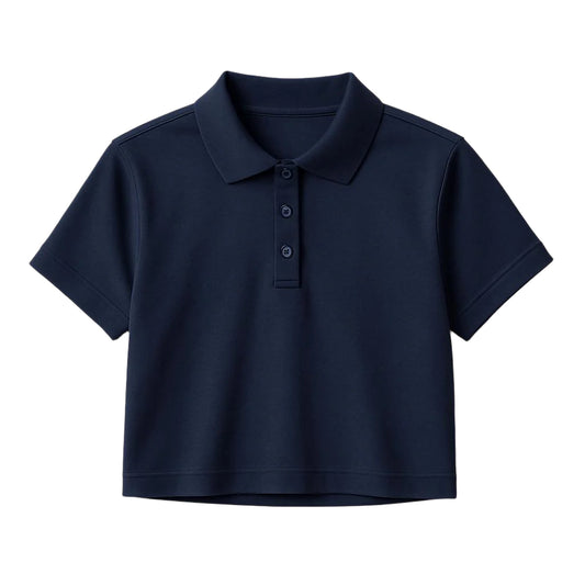 Navy Blue  Crop Polo
