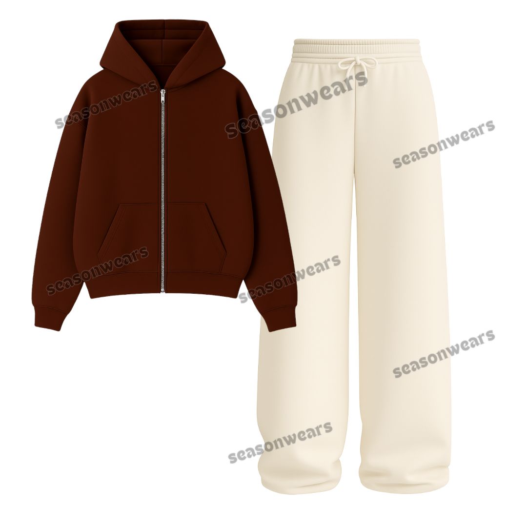 Straight Leg Trouser With Fleece Zipper Hoodie