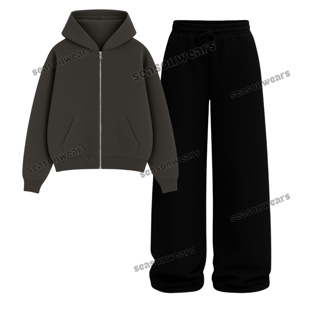 Straight Leg Trouser With Fleece Zipper Hoodie