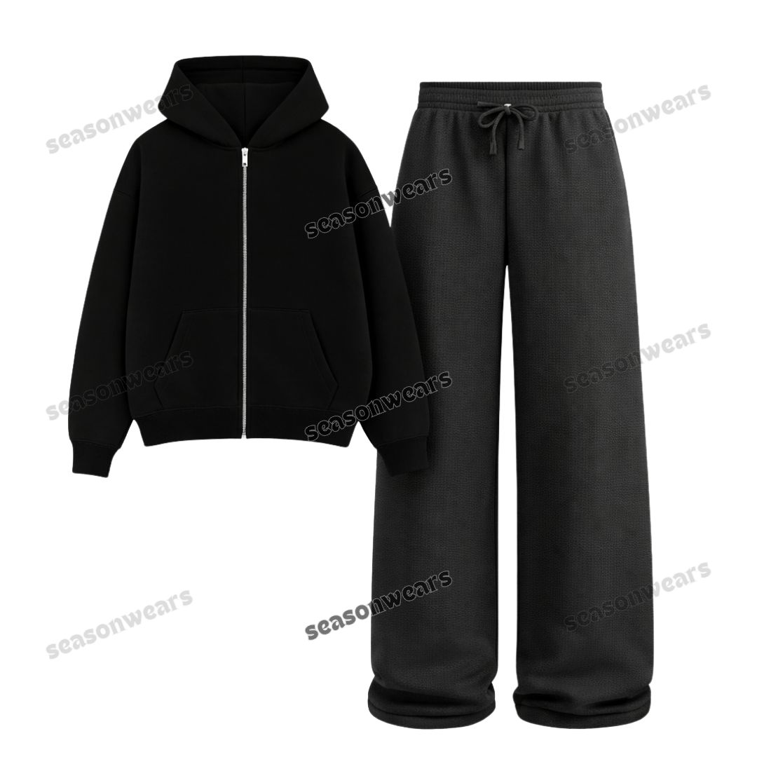 Straight Leg Trouser With Fleece Zipper Hoodie