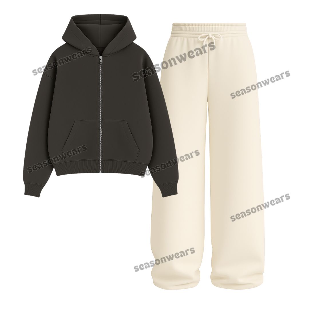 Straight Leg Trouser With Fleece Zipper Hoodie