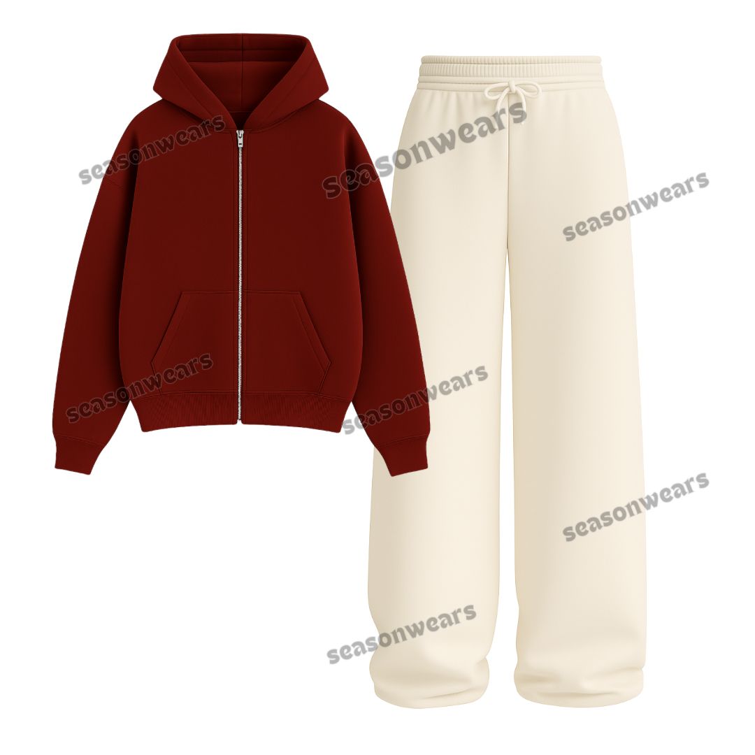 Straight Leg Trouser With Fleece Zipper Hoodie