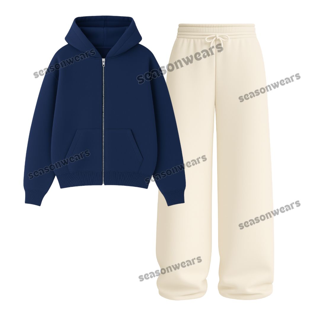 Straight Leg Trouser With Fleece Zipper Hoodie