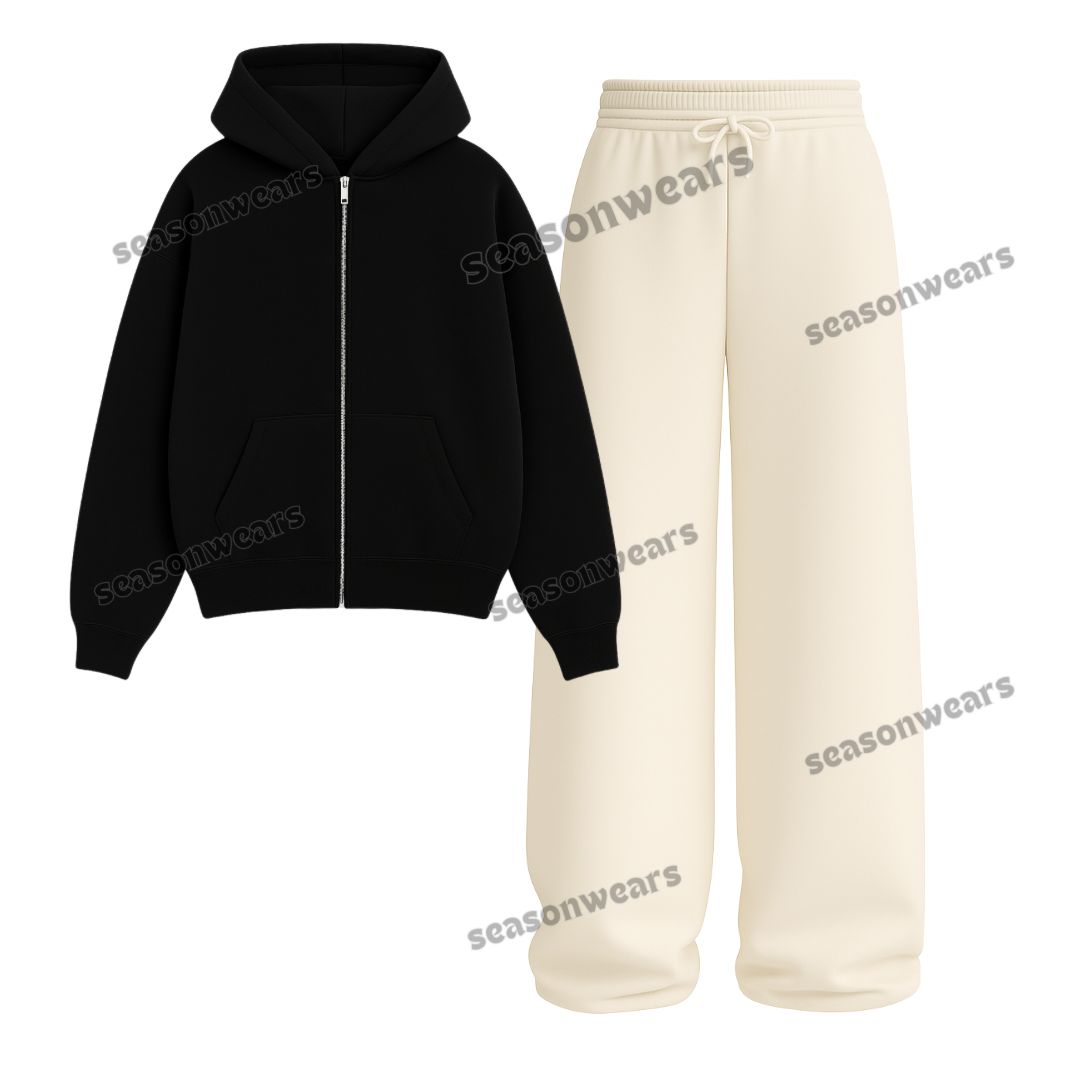 Straight Leg Trouser With Fleece Zipper Hoodie