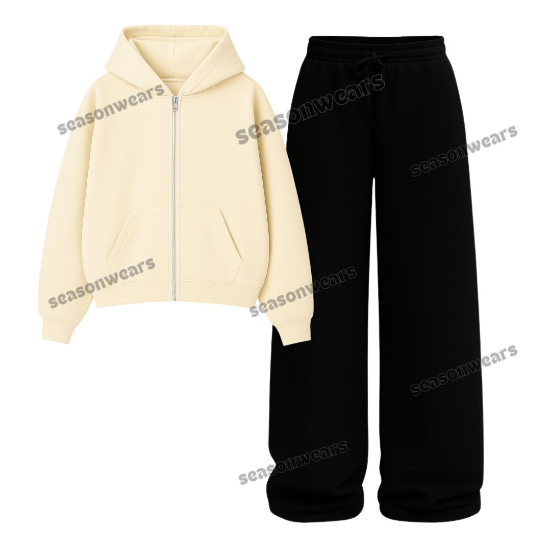 Straight Leg Trouser With Fleece Zipper Hoodie