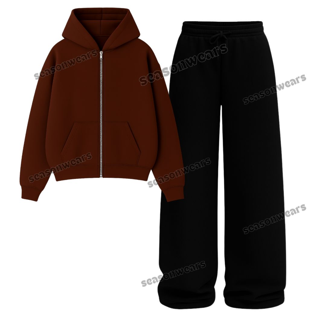 Straight Leg Trouser With Fleece Zipper Hoodie
