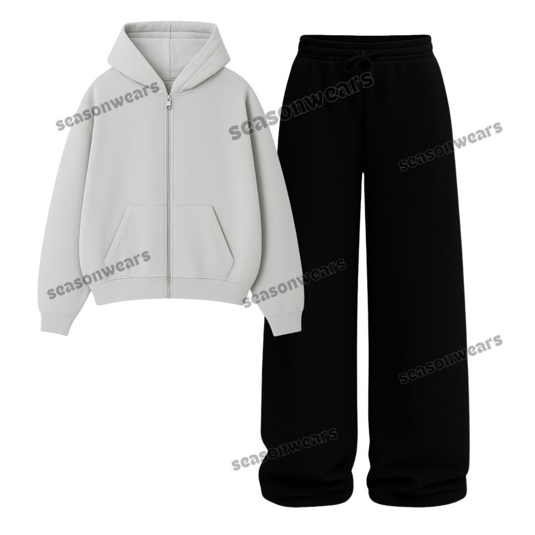 Straight Leg Trouser With Fleece Zipper Hoodie