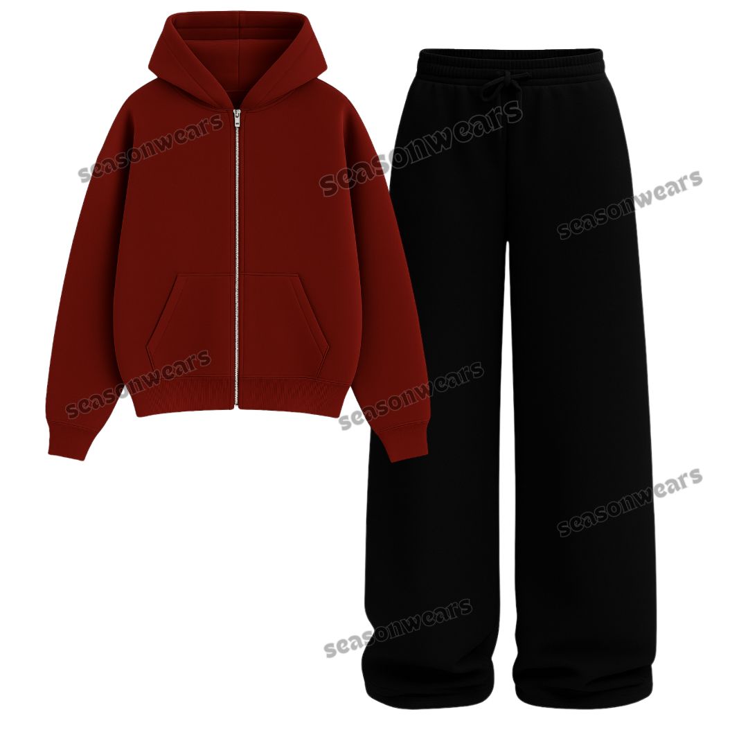 Straight Leg Trouser With Fleece Zipper Hoodie