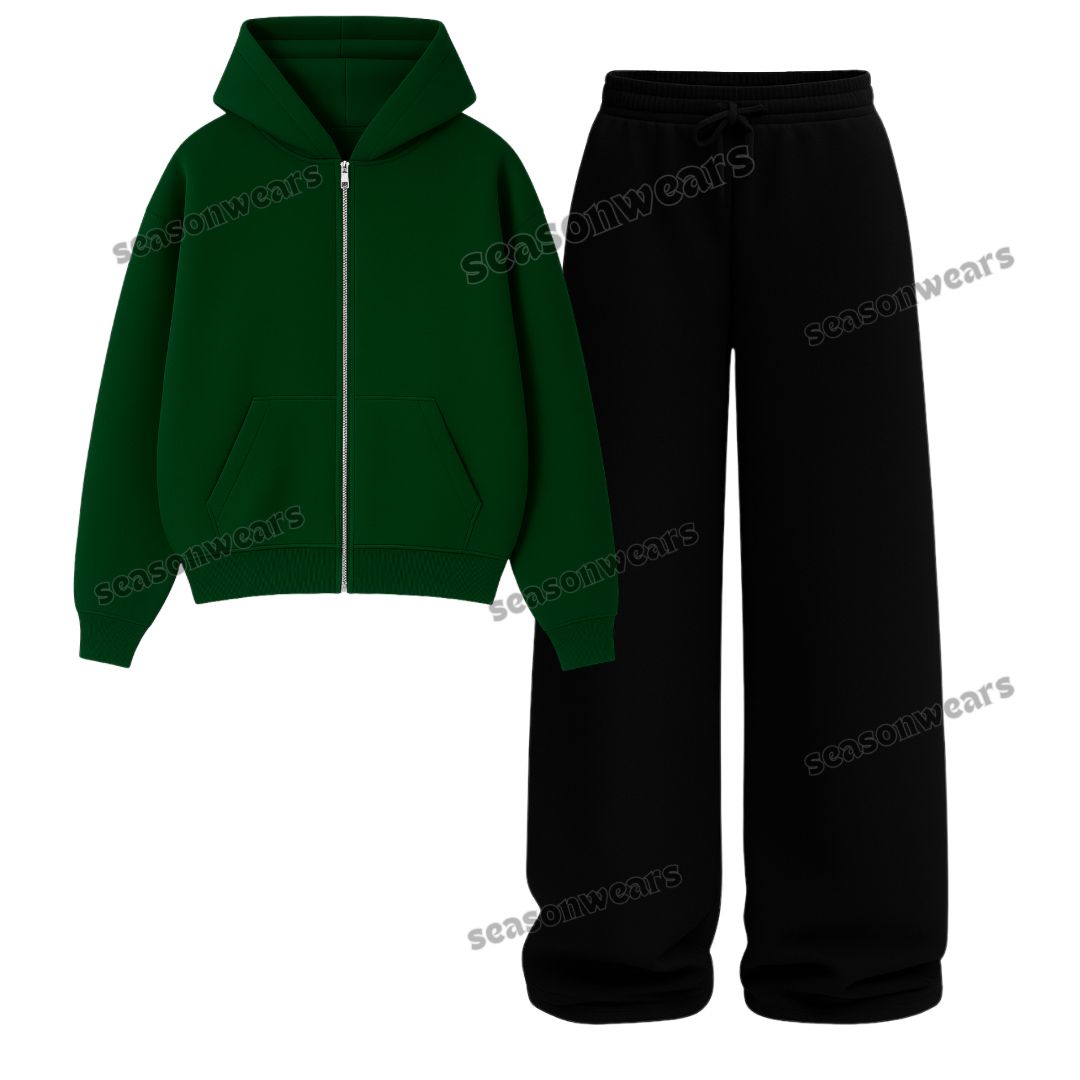 Straight Leg Trouser With Fleece Zipper Hoodie