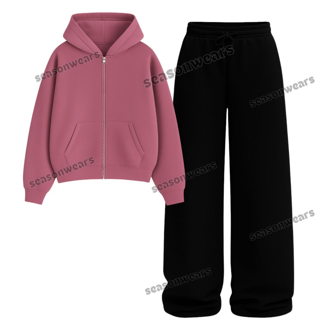 Straight Leg Trouser With Fleece Zipper Hoodie