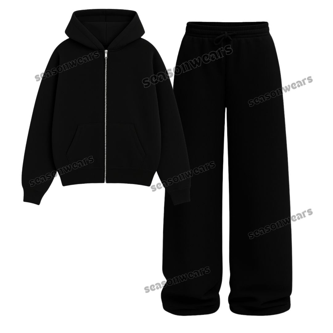 Straight Leg Trouser With Fleece Zipper Hoodie