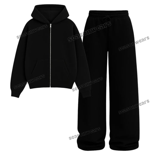 Straight Leg Trouser With Fleece Zipper Hoodie