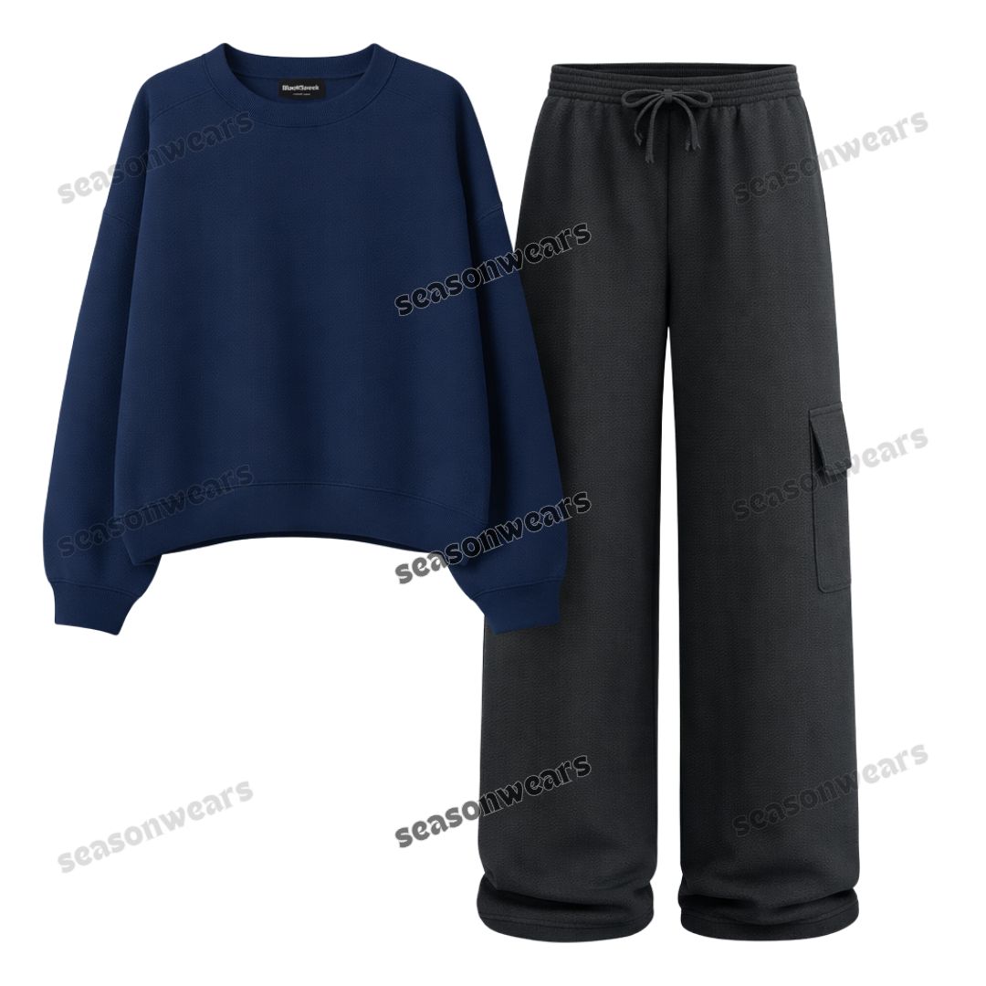 Straight Leg Cargo With Fleece Sweatshirt