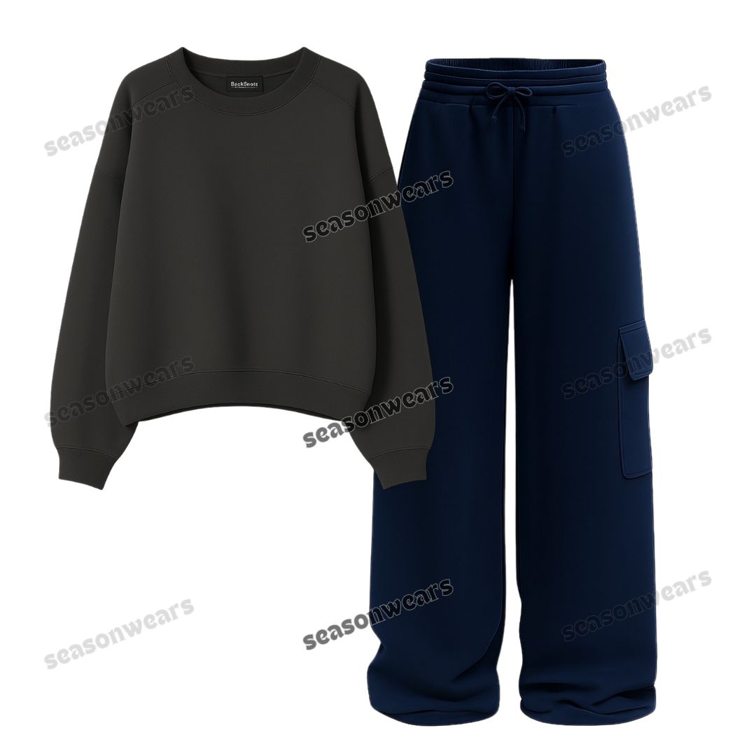 Straight Leg Cargo With Fleece Sweatshirt