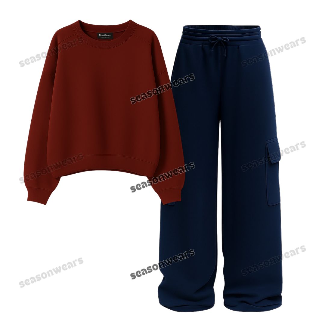 Straight Leg Cargo With Fleece Sweatshirt