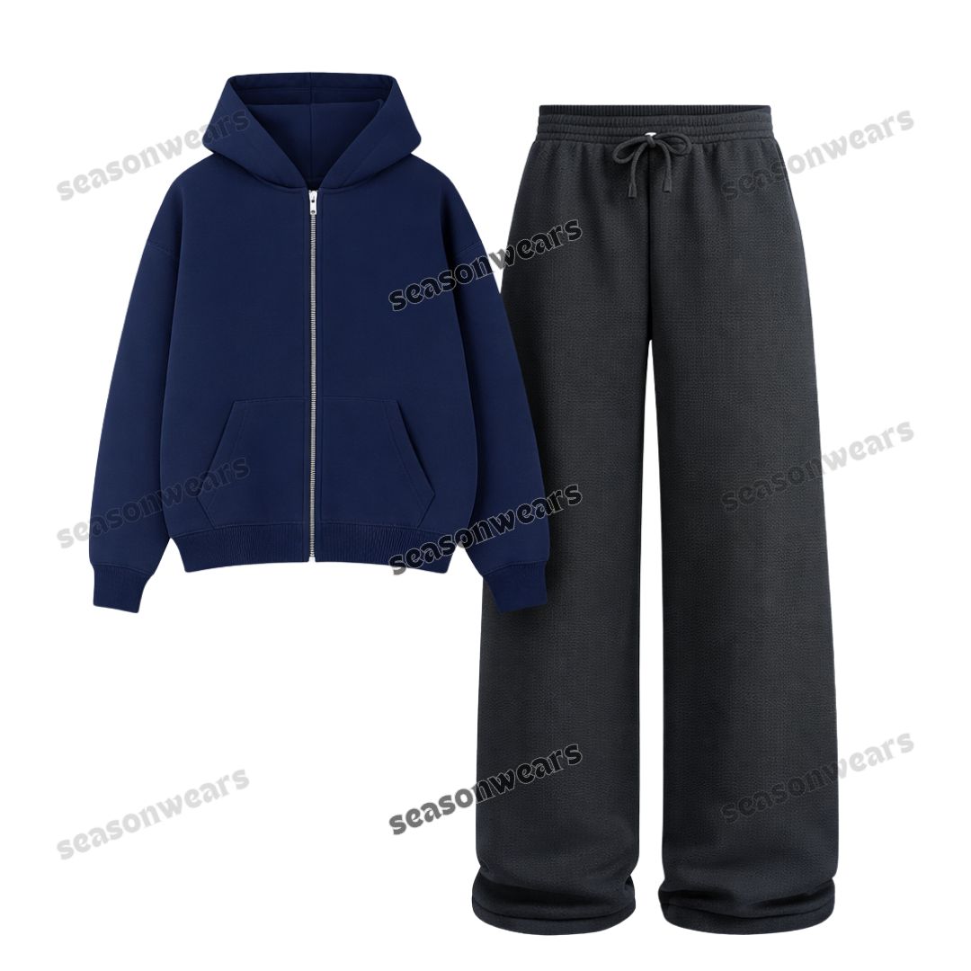 Straight Leg Trouser With Fleece Zipper Hoodie