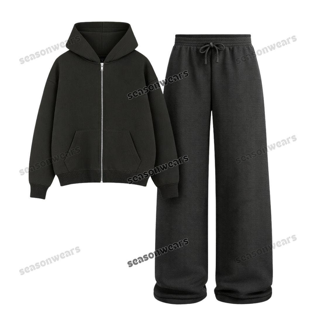 Straight Leg Trouser With Fleece Zipper Hoodie