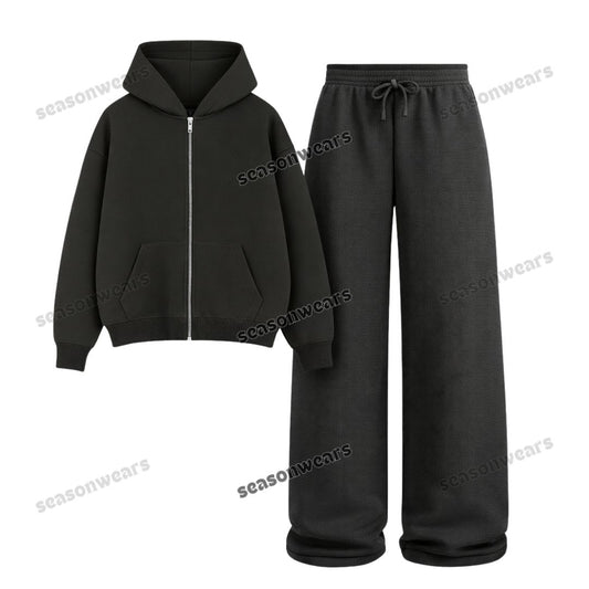 Straight Leg Trouser With Fleece Zipper Hoodie