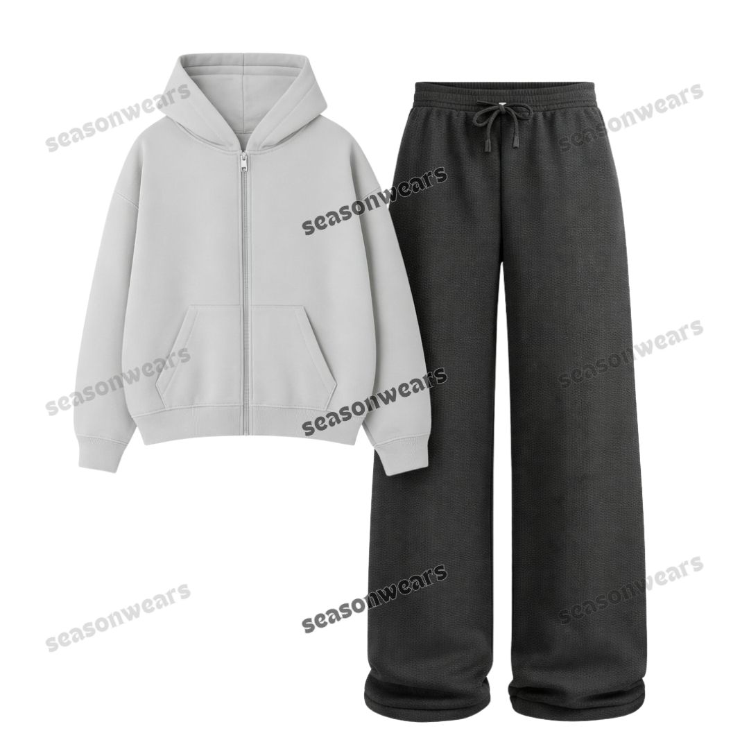 Straight Leg Trouser With Fleece Zipper Hoodie