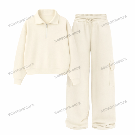 Straight Leg Cargo With Oversized Mockneck