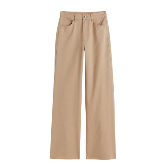Beige Wide Leg Jeans