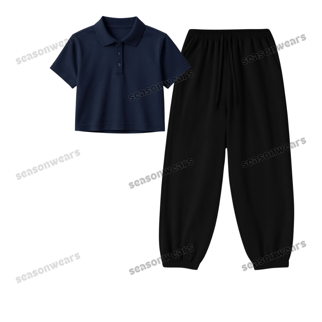 Crop Polo With Black Sweatpant
