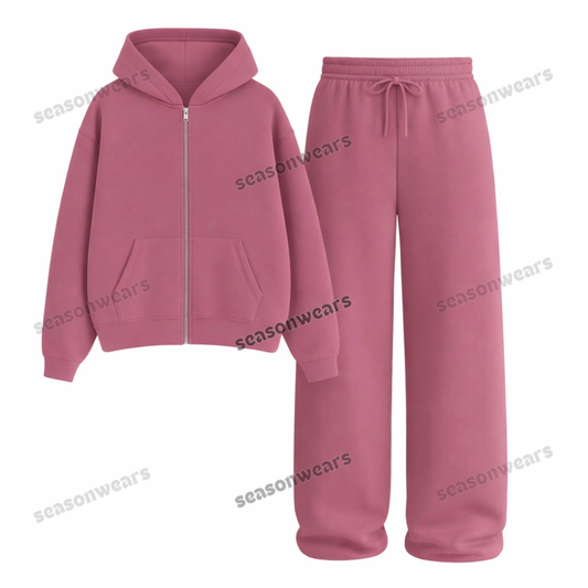 Straight Leg Trouser With Fleece Zipper Hoodie