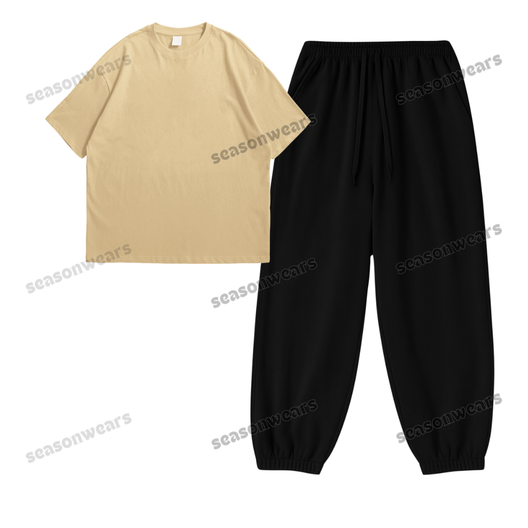 Oversized Drop Shoulder Tee With Black Sweatpant