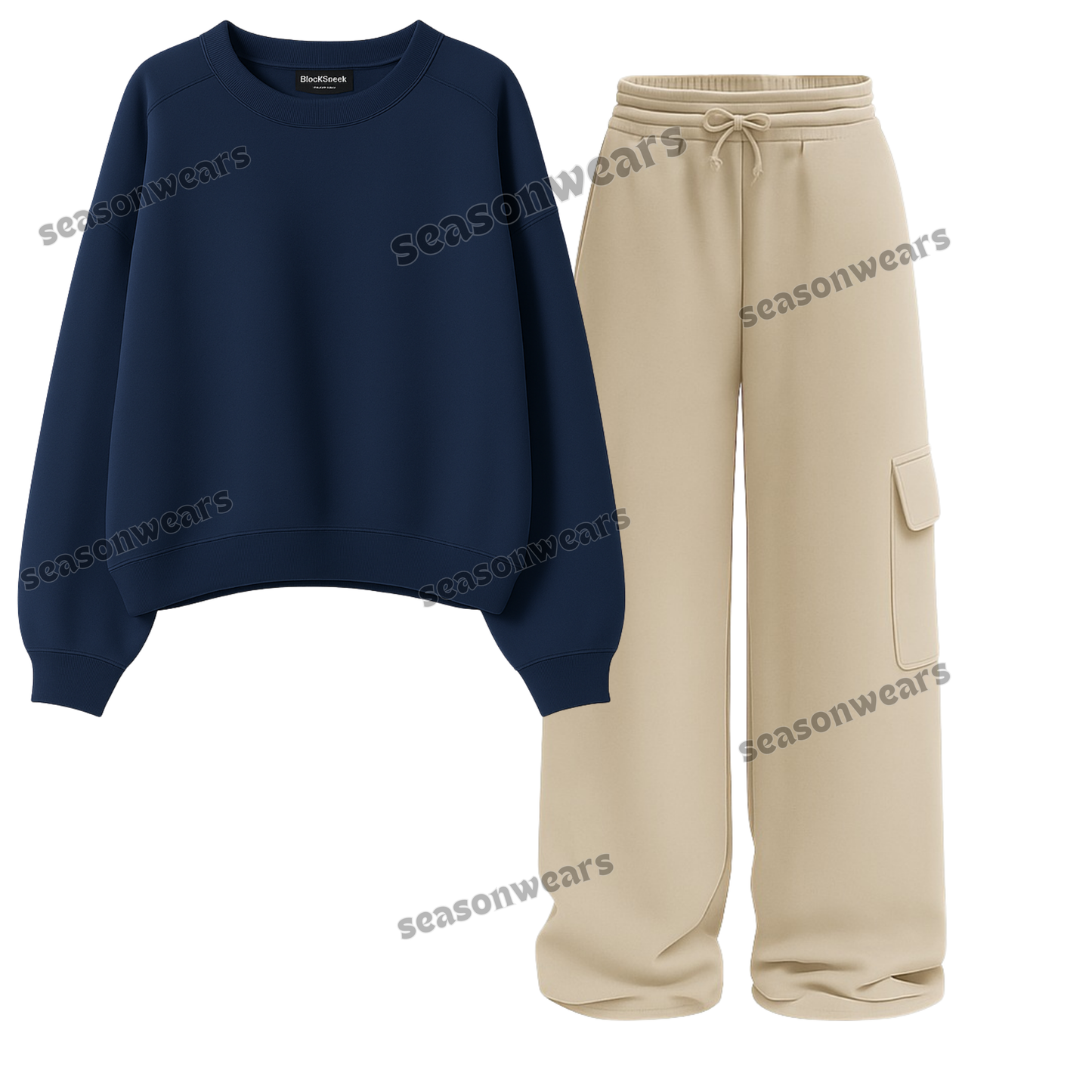 Straight Leg Cargo With Fleece Sweatshirt
