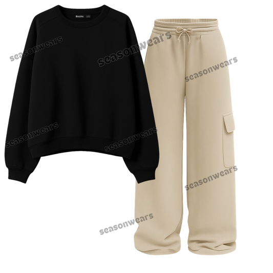 Straight Leg Cargo With Fleece Sweatshirt