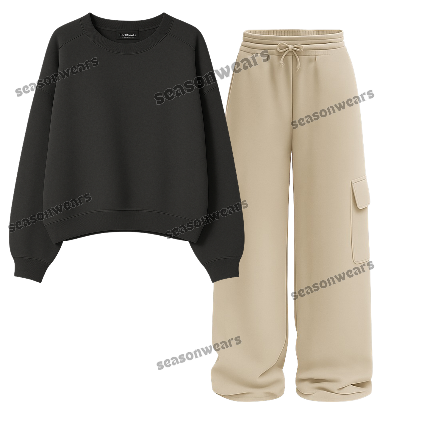 Straight Leg Cargo With Fleece Sweatshirt