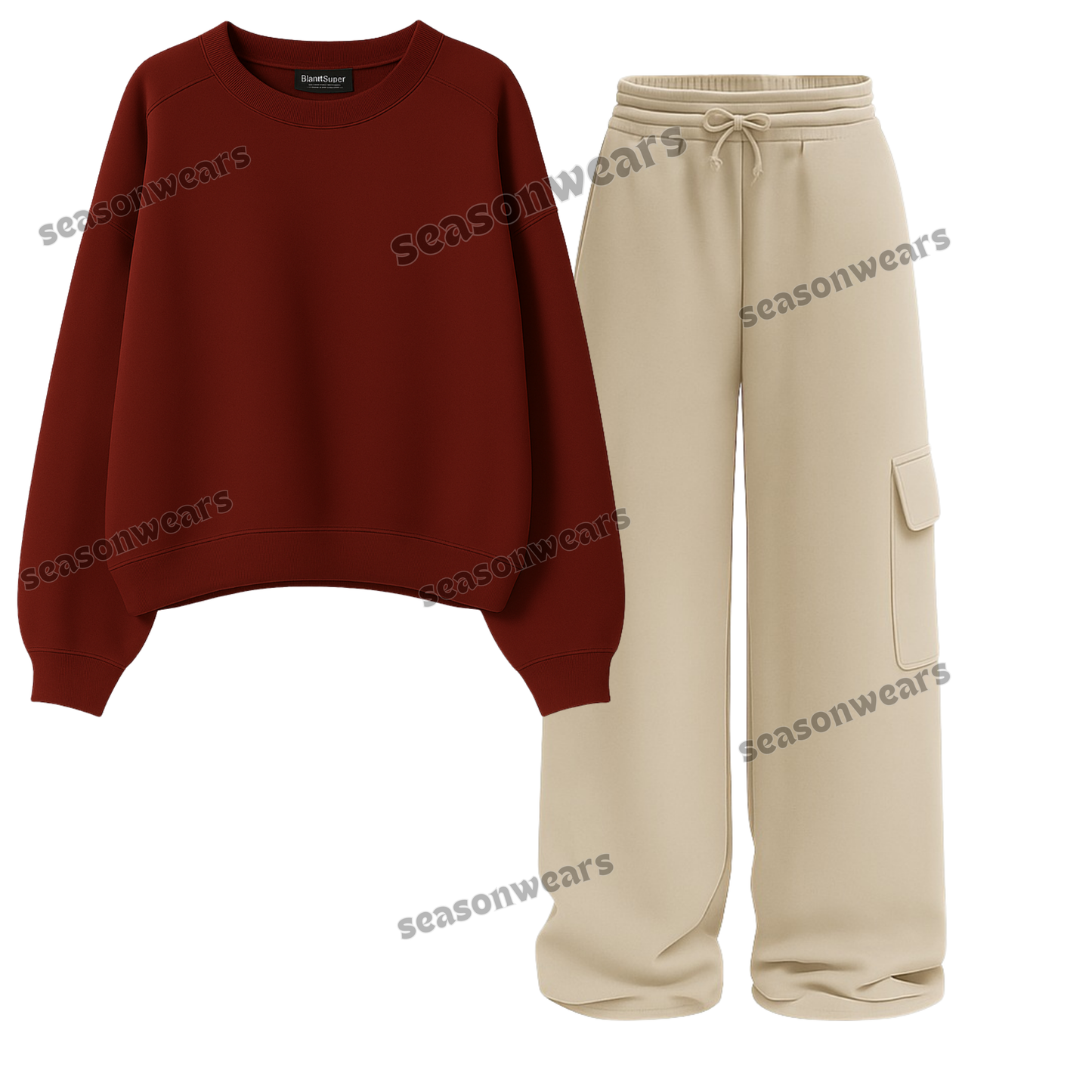 Straight Leg Cargo With Fleece Sweatshirt