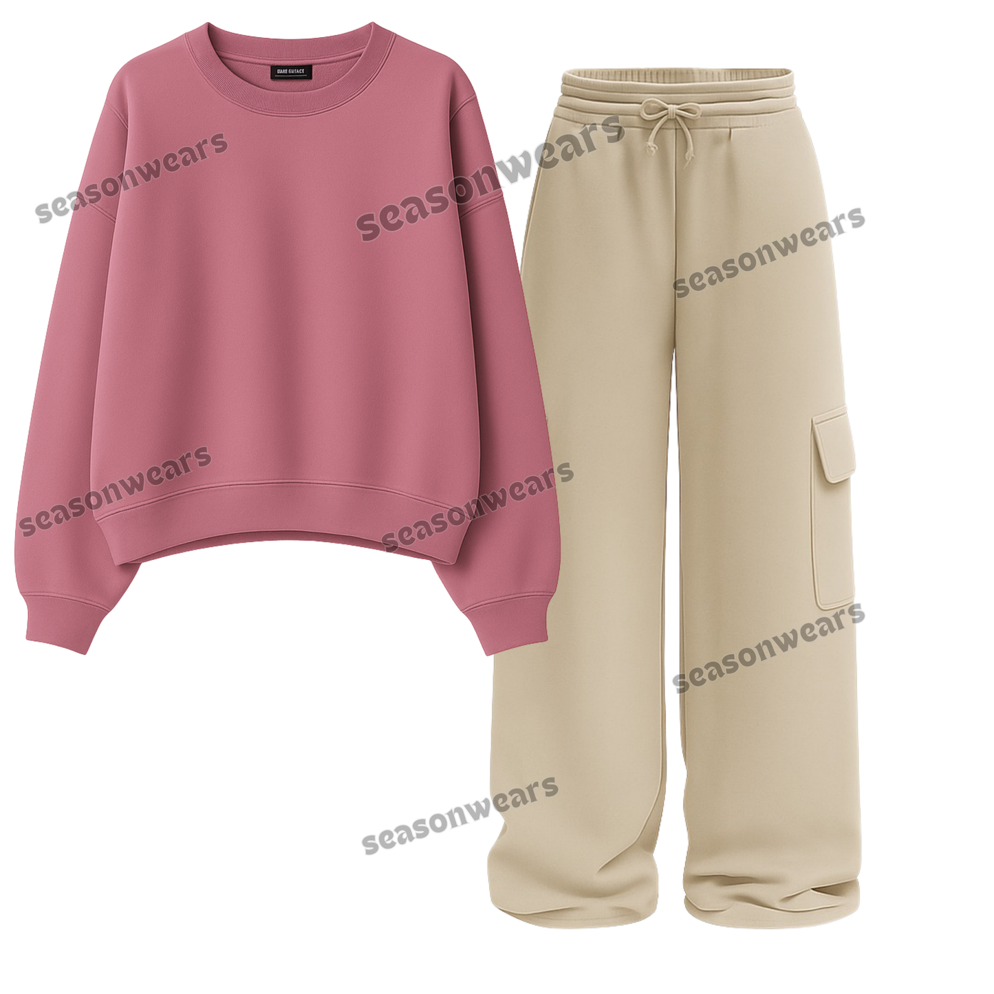 Straight Leg Cargo With Fleece Sweatshirt