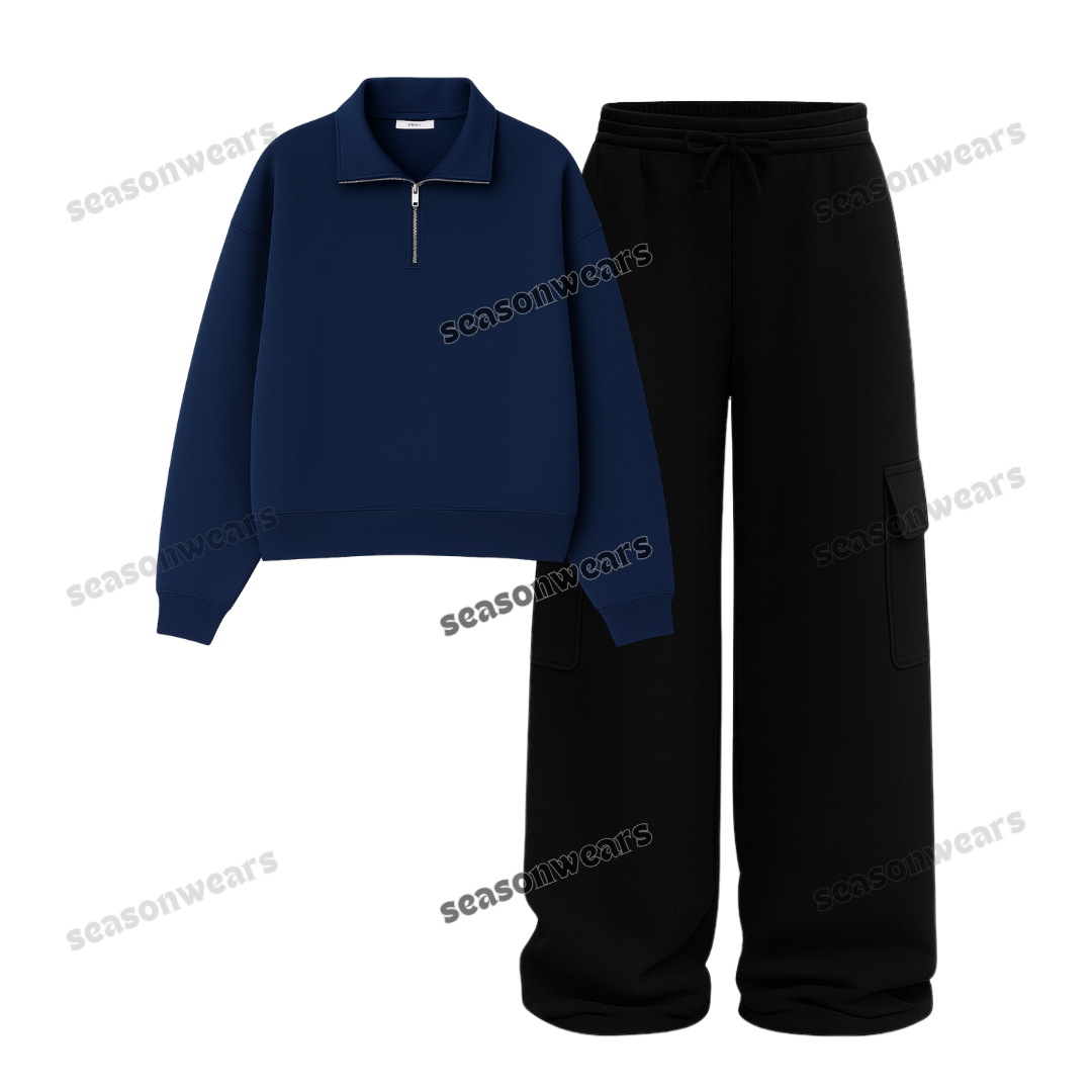 Straight Leg Cargo With Oversized Mockneck