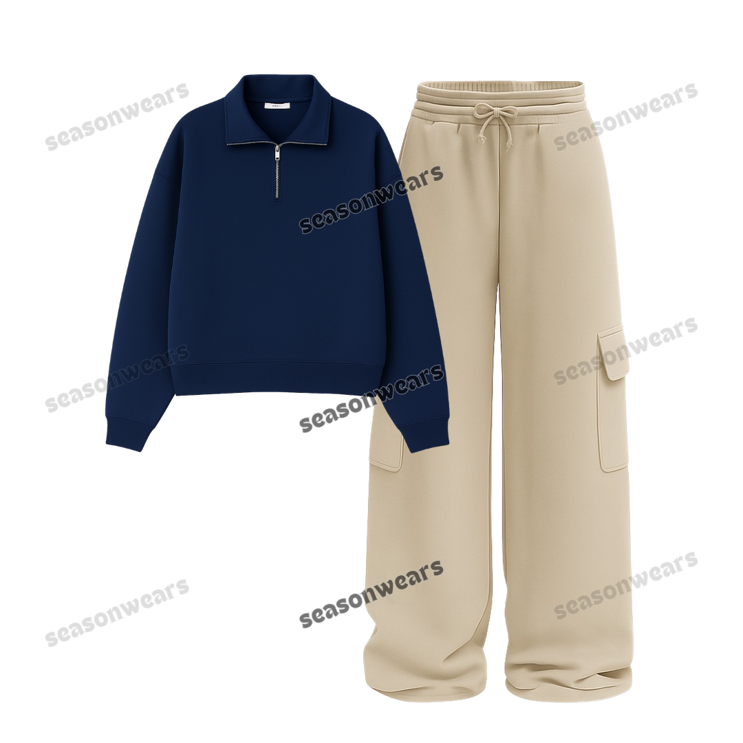 Straight Leg Cargo With Oversized Mockneck