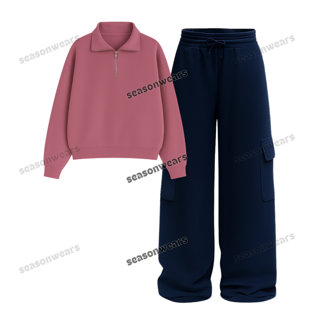 Straight leg Cargo With Oversized Mockneck