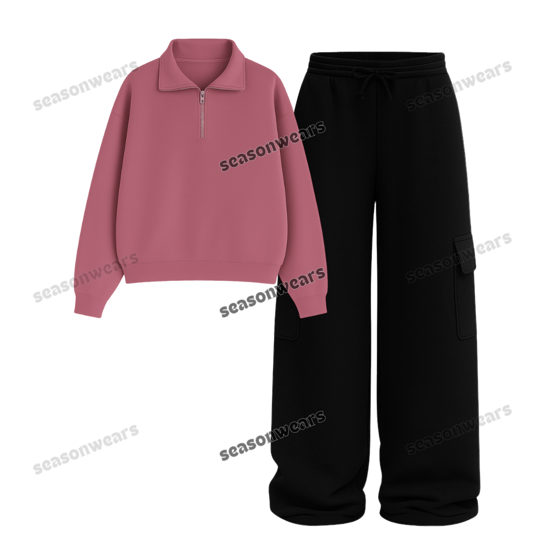 Straight Leg Cargo With Oversized Mockneck