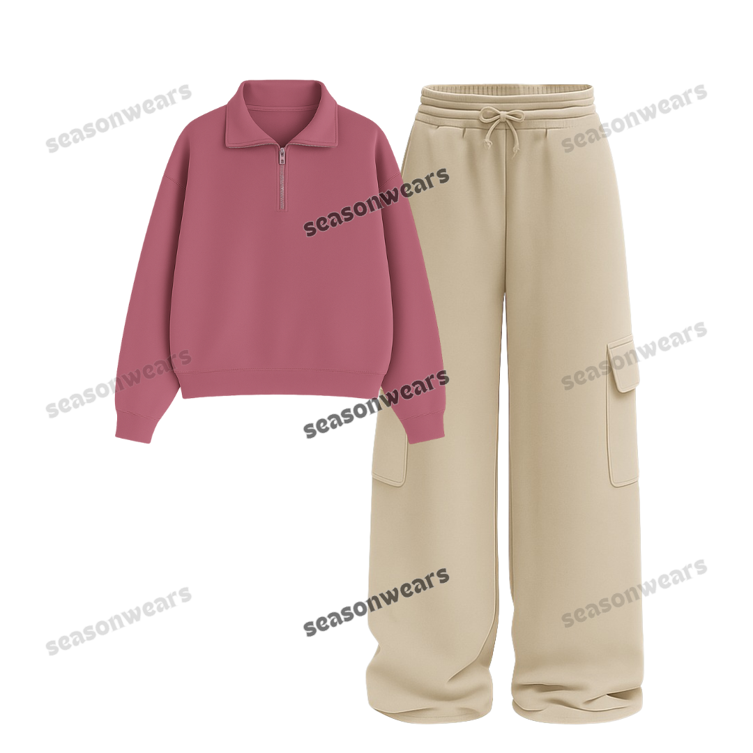 Straight Leg Cargo With Oversized Mockneck