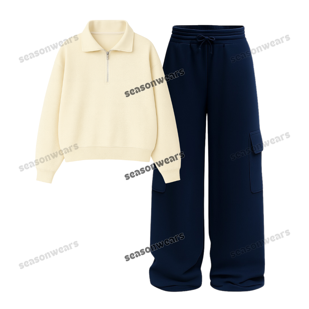 Straight leg Cargo With Oversized Mockneck