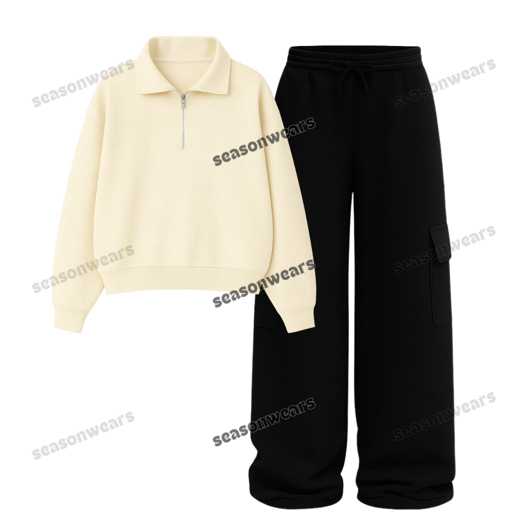 Straight Leg Cargo With Oversized Mockneck