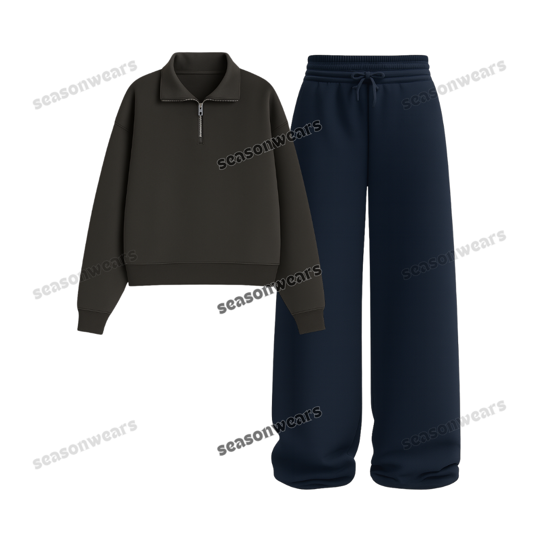Straight Leg Trouser With Oversized Mockneck