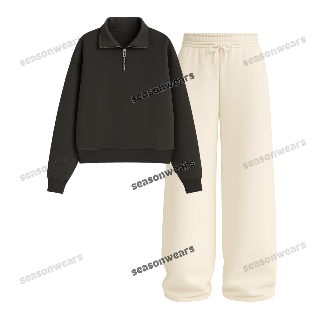 Straight Leg Trouser With Oversized Mockneck